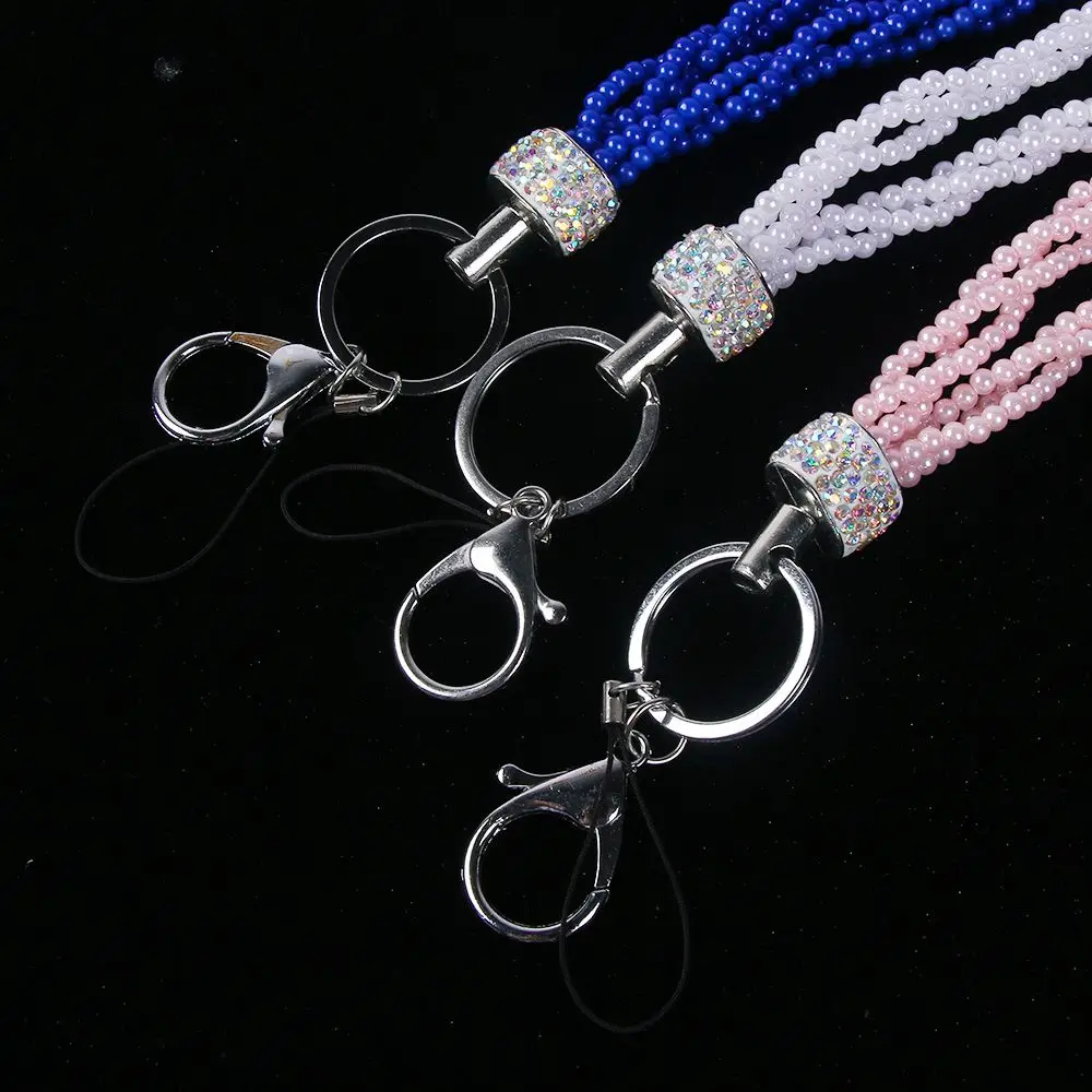 

1Pc Rhinestone Bling Lanyard Crystal Neck Key Ring Cell Phone Badge ID Holder