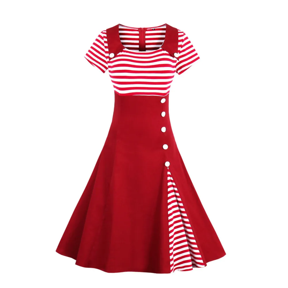 red and white striped dress