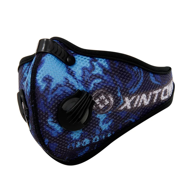 XINTOWN для мужчин/для женщин активированный уголь пылезащитный Велоспорт маска для лица-загрязнения Велосипедный спорт велосипед Открытый обучение маска для защиты лица CM3 - Цвет: yarn-pattern-blue