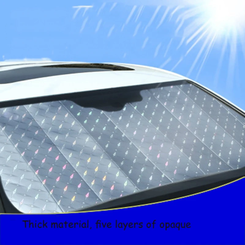 New Laser Sunscreen Sun Block Windshield Cover Foldable Silver Car