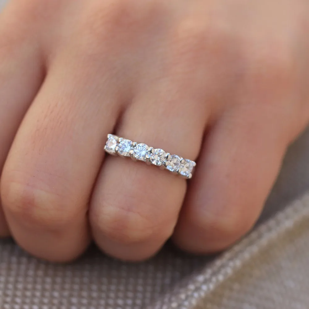 

1.2ctw 3.5mm DF Round Cut Engagement&Wedding Moissanite Lab Grown Diamond Band Ring Solid Genuine 9k White Gold for Women
