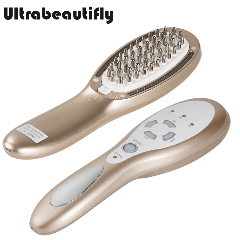 Estimulador de folículos para el cuero cabelludo eléctrico tratamiento antipérdida de cabello terapia de fotones vibración de iones galvánico masajeador de crecimiento del cabello peine - 3