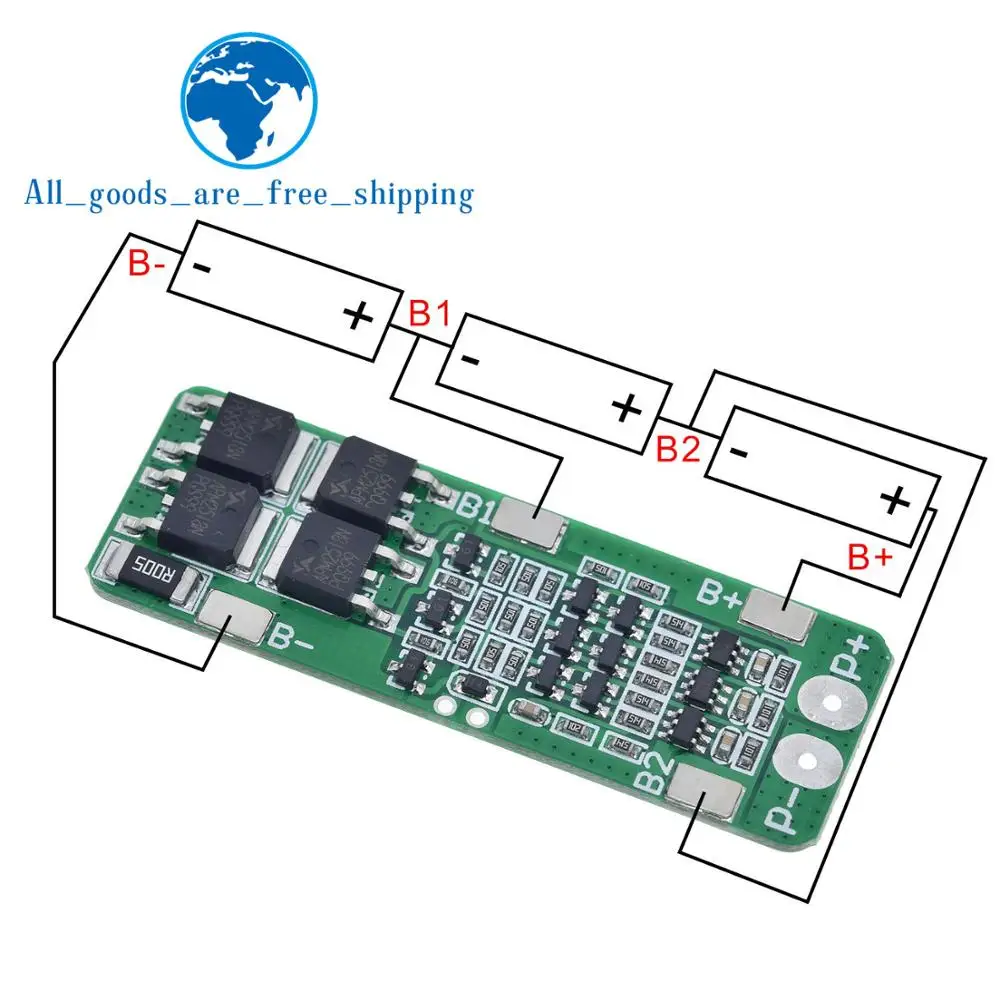 

3S 20A Li-ion Lithium Battery 18650 Charger PCB BMS Protection Board For Drill Motor 12.6V Lipo Cell Module 64x20x3.4mm