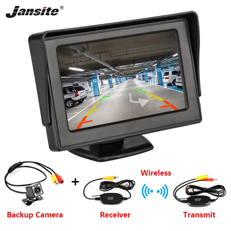 Jansite 4 3 &quotTFT LCD Автомобильный Монитор дисплей Беспроводная камера обратная