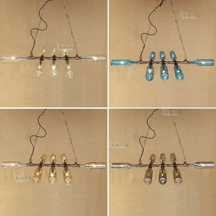 

Loft retro Hanging Wine Bottle led ceiling iron Pendant Lamps E27 LED pendant lights for living room bar restaurant Kitchen home