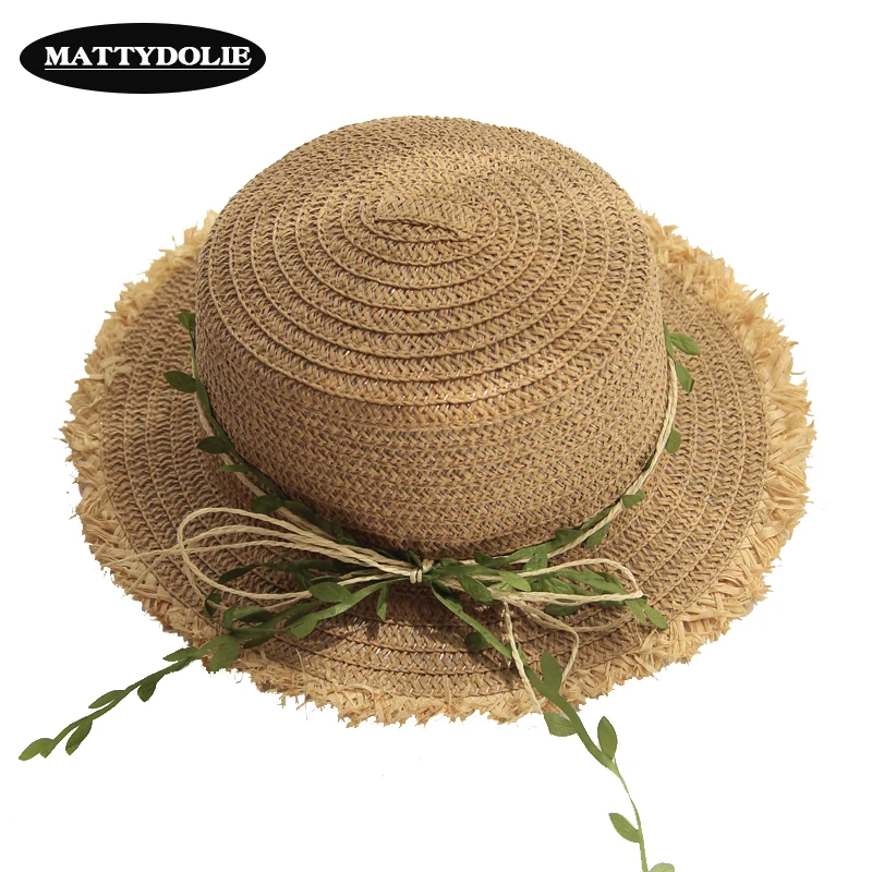 

MATTYDOLIE 2019 Straw Hat Female Rattan Bow Sun Hat sSummer Hat Sunshade Beach Hat Outdoor Sunscreen Parent-child Cap