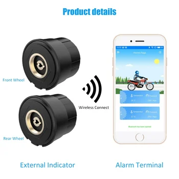 

Motorcycle Tpms Tyre Pressure Monitoring System Bluetooth Monitoring System TPMS Mobile Phone APP Detection External Sensor Auto