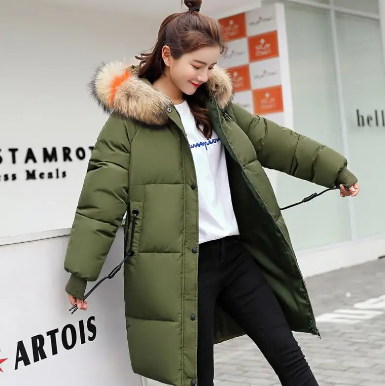 

2018 New Winter Super fur collar Maternity Long Coat Warm clothing Maternity down Jacket Pregnant coat Women outerwear parkas