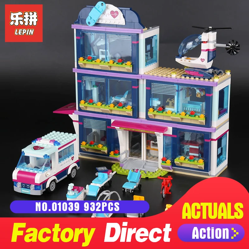 

Lepin 01039 932Pcs The girls series Friends Heartlake Hospital Ambulance Block Set Olivia LegoINGlys 41318 for Girls Toy