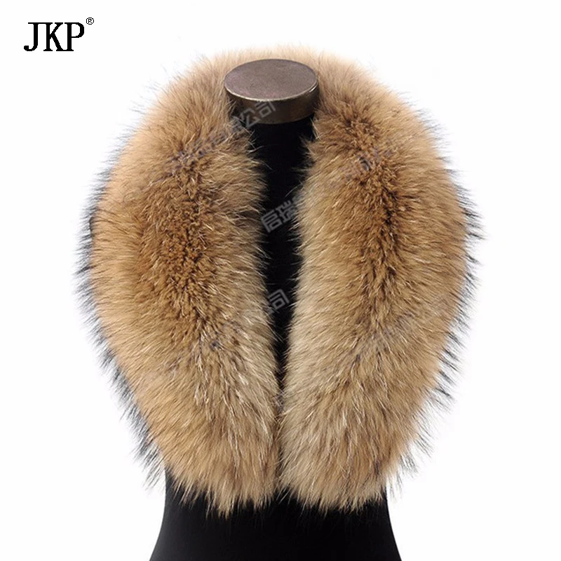 Winter 100% Real Natural Raccoon Fur Collar & Womens Scarfs Fashion Coat Sweater Scarves Collar Luxury Raccoon Fur Neck Cap
