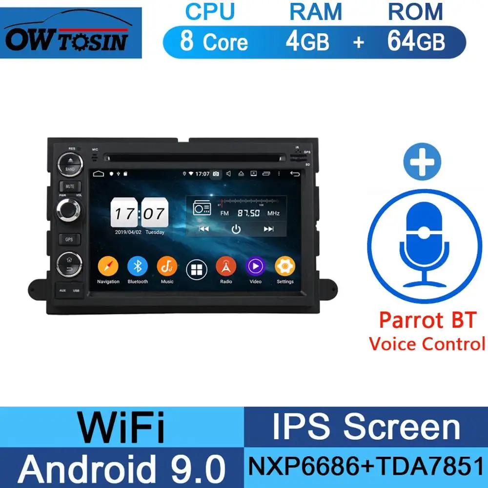 64G Parrot BT " ips 8Core 4G+ 64G Android 9,0 автомобильный DVD радио gps для Ford Explorer Fusion Mustang Focus Edge Expedition Escape F150 DSP CarPlay - Цвет: 64G Parrot BT