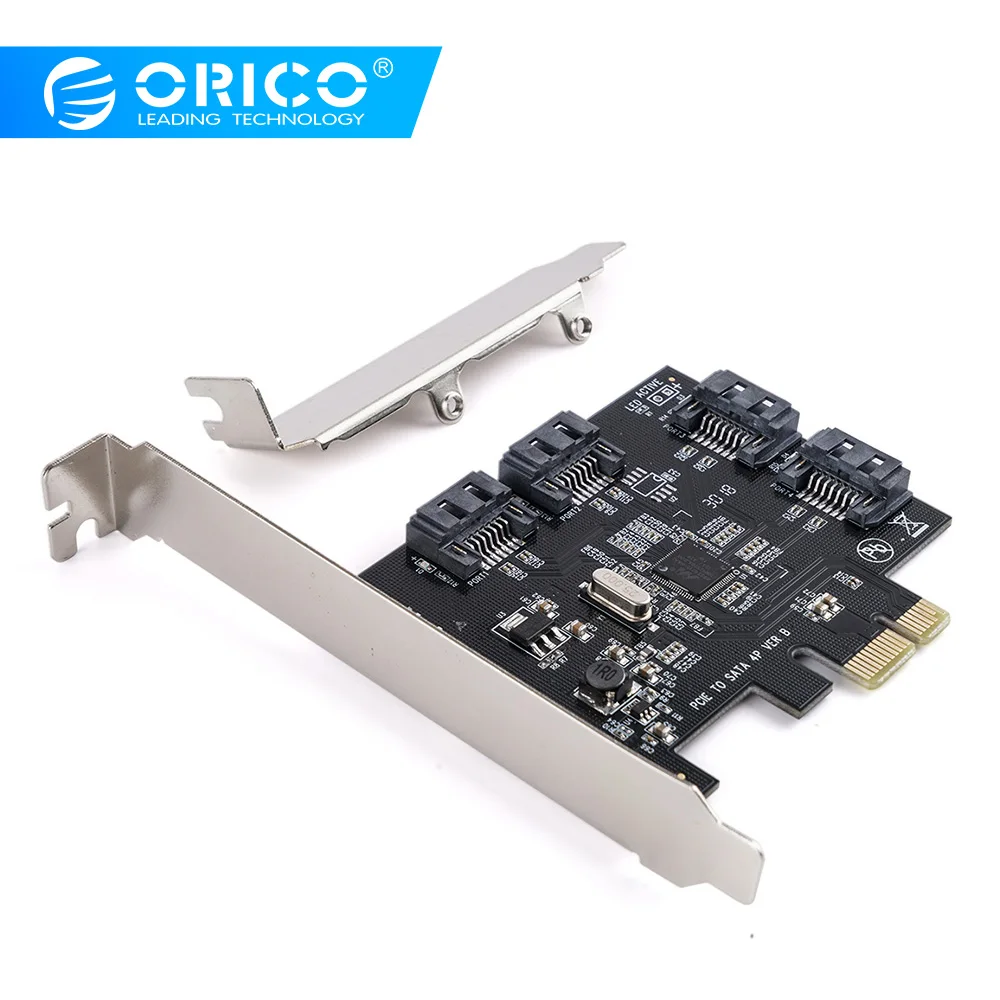 ORICO Puerto 4 SATA3.0 PCI-E tarjeta de expansión PCI-E X1 a SATA3.0 añadir tarjeta Compatible con PCI-E X1... x4... X8... X16 apoyo 6 Gbps
