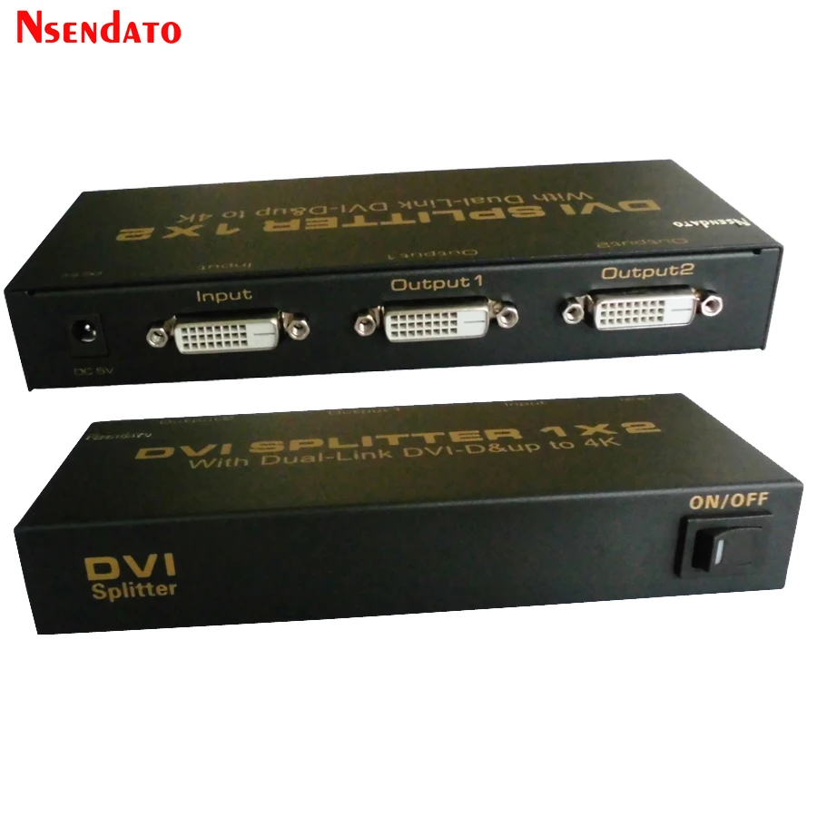 Nsendato 1X2 DVI Splitter 1*2 with Dual link DVI D 4K 2K 1 input 2