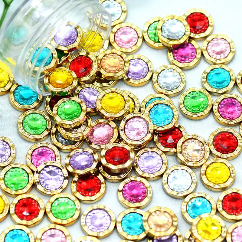 

11mm 30PCS Mixed Color Round Acrylic Rhinestone Button Cabochons|Scrapbooking Embellishments Buttons|DIY Crafting Supplies