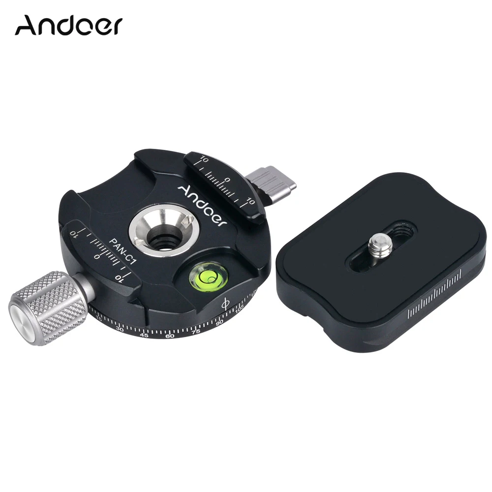 Andoer PAN-C1 панорамные штативные головки Зажим адаптер Алюминий сплава с Quick Release Plate для Arca-Swiss как Стандартный QR тарелки