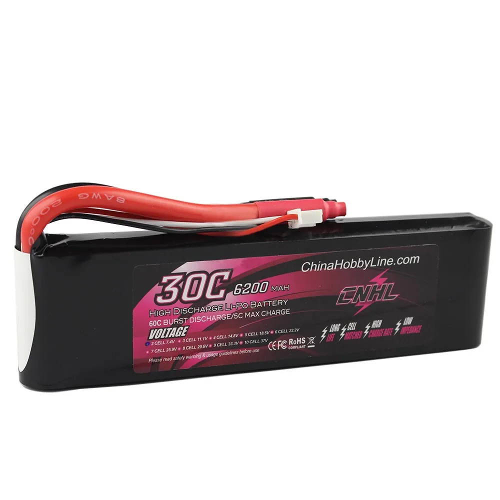 

CNHL LI-PO 6200mAh 7.4V 30C(Max 60C) 2S Lipo Battery Pack for RC Hobby free shipping