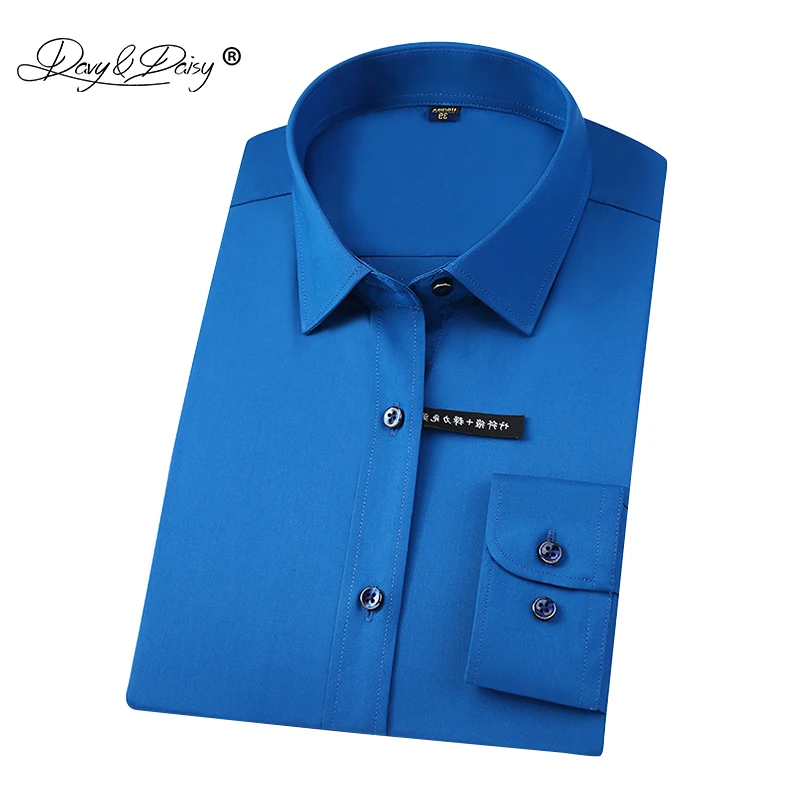 

DAVYDAISY 2019 New Arrival Spring Fashion Men Shirt Bamboo Fiber Long Sleeved Solid Dress Shirt Male Work Casual Shirts DS175