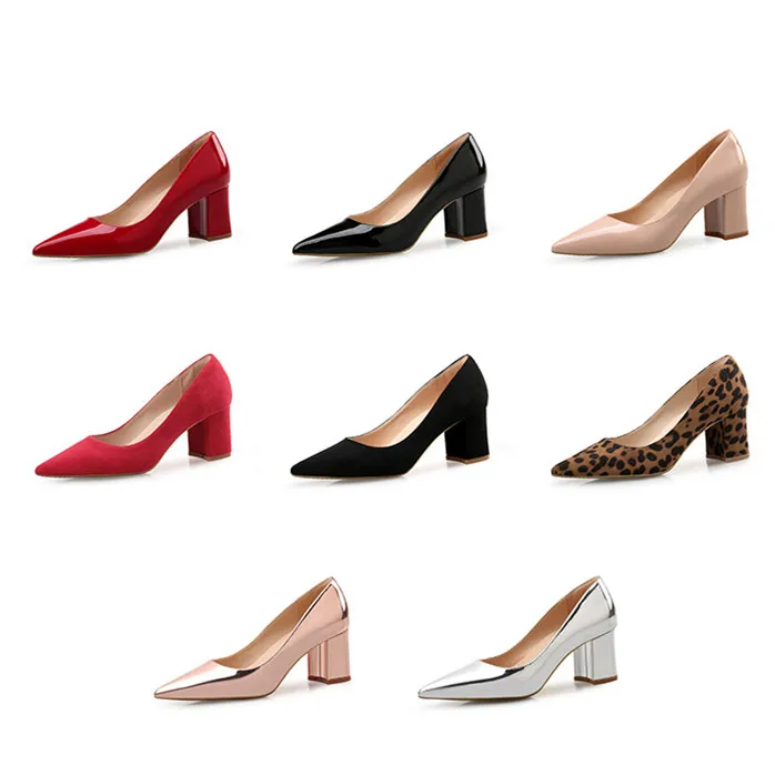 

6.5 cm beef tendon bottom high heels 40-41 stable with leopard print women's shoes pointed thick heel shoes