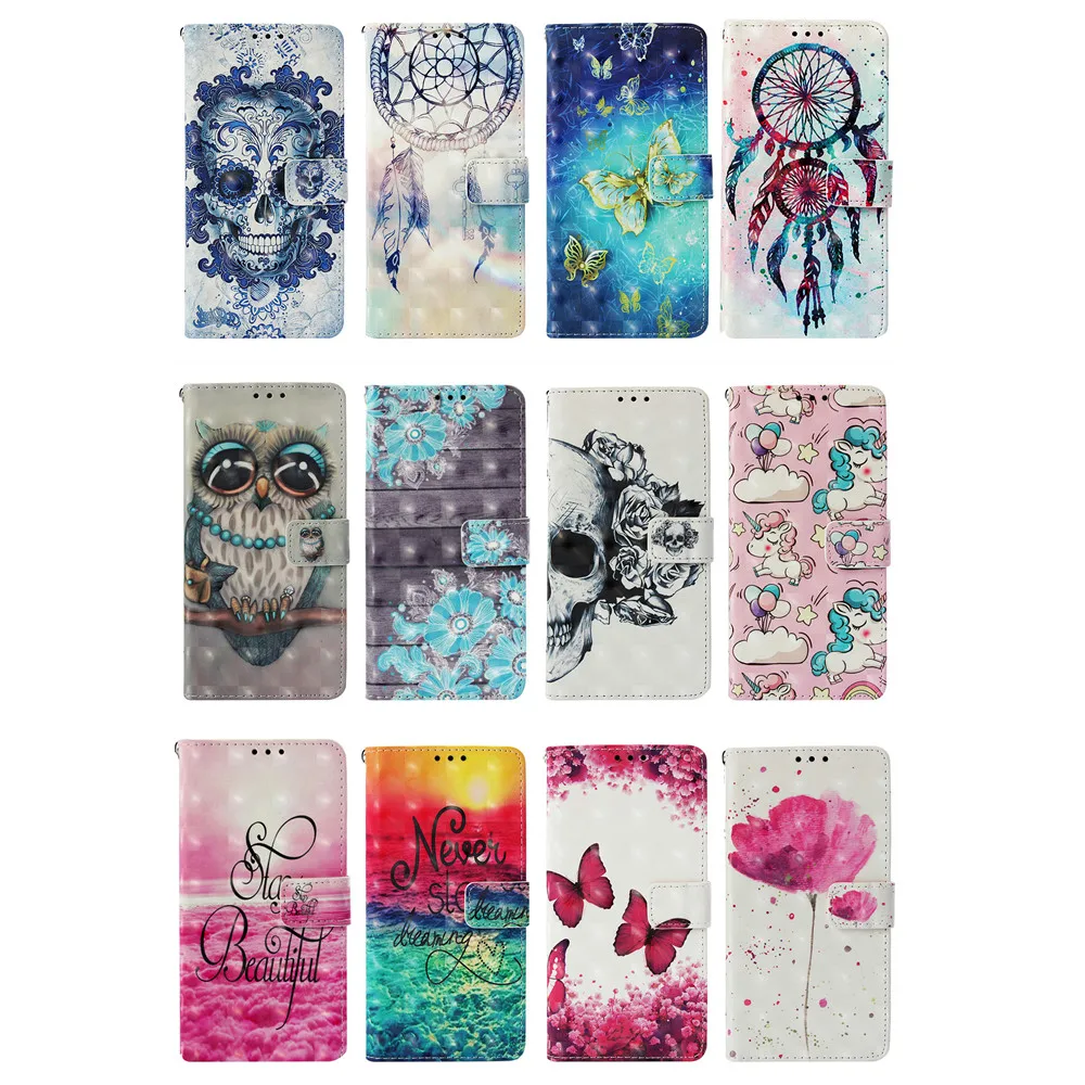 

For Sony Xperia 10 L2 L3 XZ XZ1 XZ2 XZ3 Premium XA1 XA2 Ultra Case Card Slot Wallet Phone Cases Unicorn Dream Flower Gift Cover