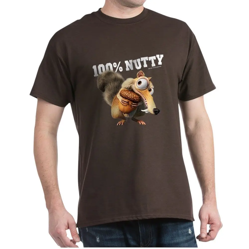 CafePress Ice Age Scrat 100% Nutty Темная футболка хлопковая Футболка (1601681350) | Мужская одежда