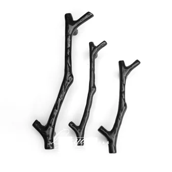 

5Pcs Hole to hole 76mm Hardware Furniture-Handle Pulls Knobs-Door Drawer Tree-Branch Black