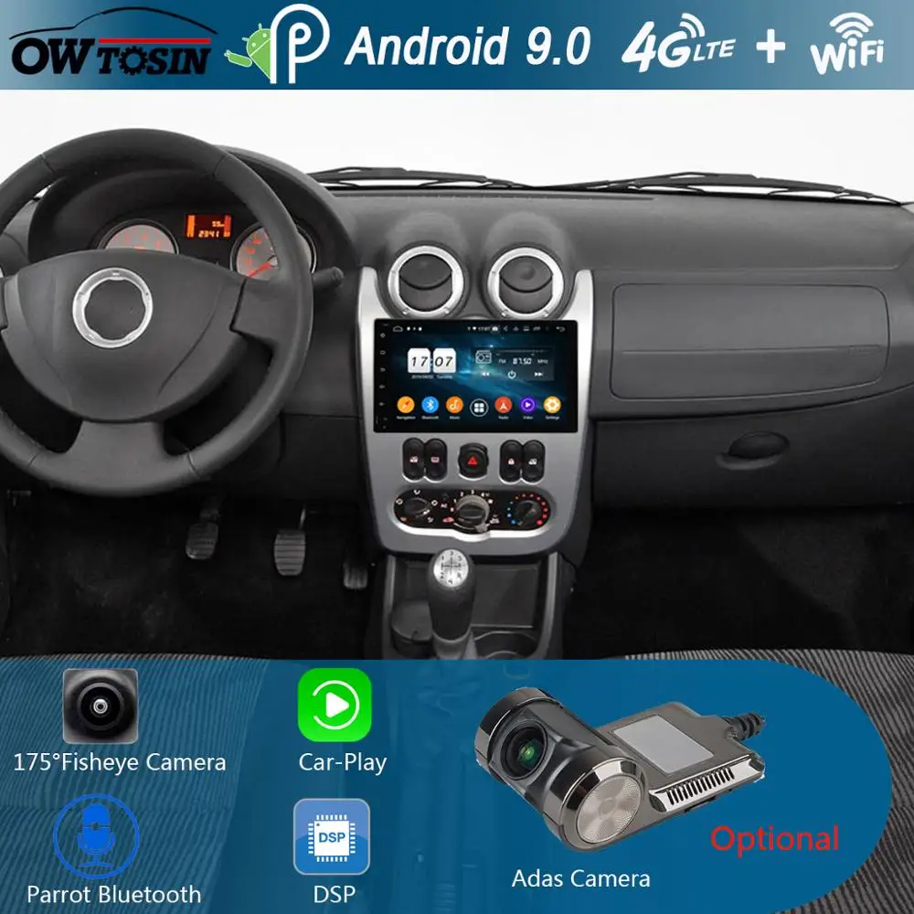 

9" IPS Android 9.0 8Core 4G+64G Car Player Multimedia For Renault Logan Sandero Duster DACIA Logan Sandero CarPlay DSP Parrot BT