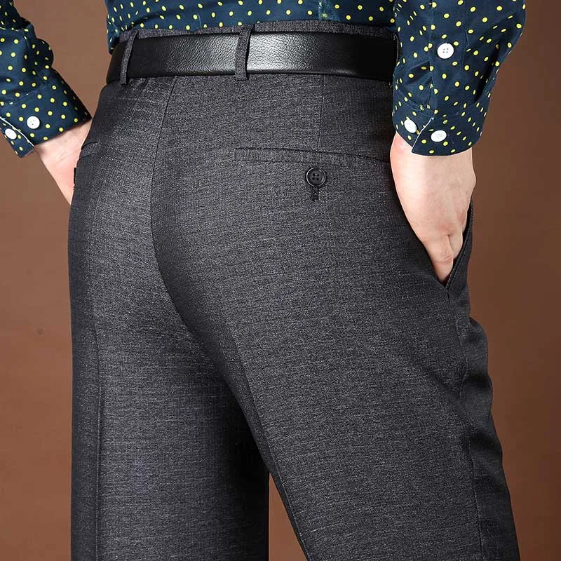 Высокое качество, осенний стиль, мужской костюм, брюки, платье, мужские плоские деловые брюки, формальные классические офисные брюки для мужчин Clorhes - Цвет: 583 Dark Gray Pants