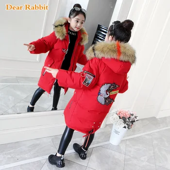 

2019 Fashion Children clothes Winter Jacket Girl clothing Kids Warm Thick parka multicolour fur Collar Hooded Coat Teenage 3-13Y