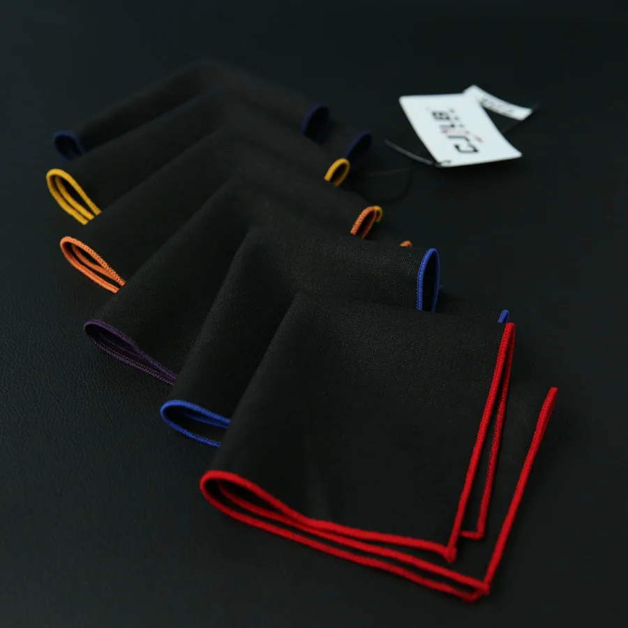 Men's fashion business suit handkerchiefs pocket square cotton black