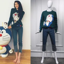Star He Sui Weibo with The Same Cartoon Jingling Cat Round Collar Pullover Bottom Knitted Sweater 2019 Pullovers Sweater Women Star He Sui Weibo with The Same Cartoon Jingling Cat Round Collar Pullover Bottom Knitted Sweater 2019 Pullovers Sweater Women