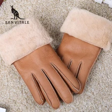 Модные перчатки из натурального меха, Женские варежки из овчины, Натуральная овечья кожа, зимние теплые утепленные ветрозащитные перчатки для женщин