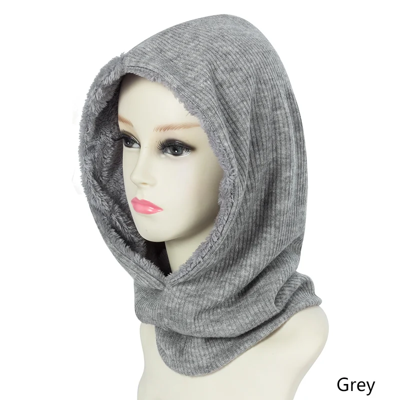 Evrfelan, дизайн, Зимняя Теплая Шапка-бини для женщин, толстая шея, Шапка-бини, одноцветная, плюс бархат, брендовая зимняя шапка - Цвет: gray