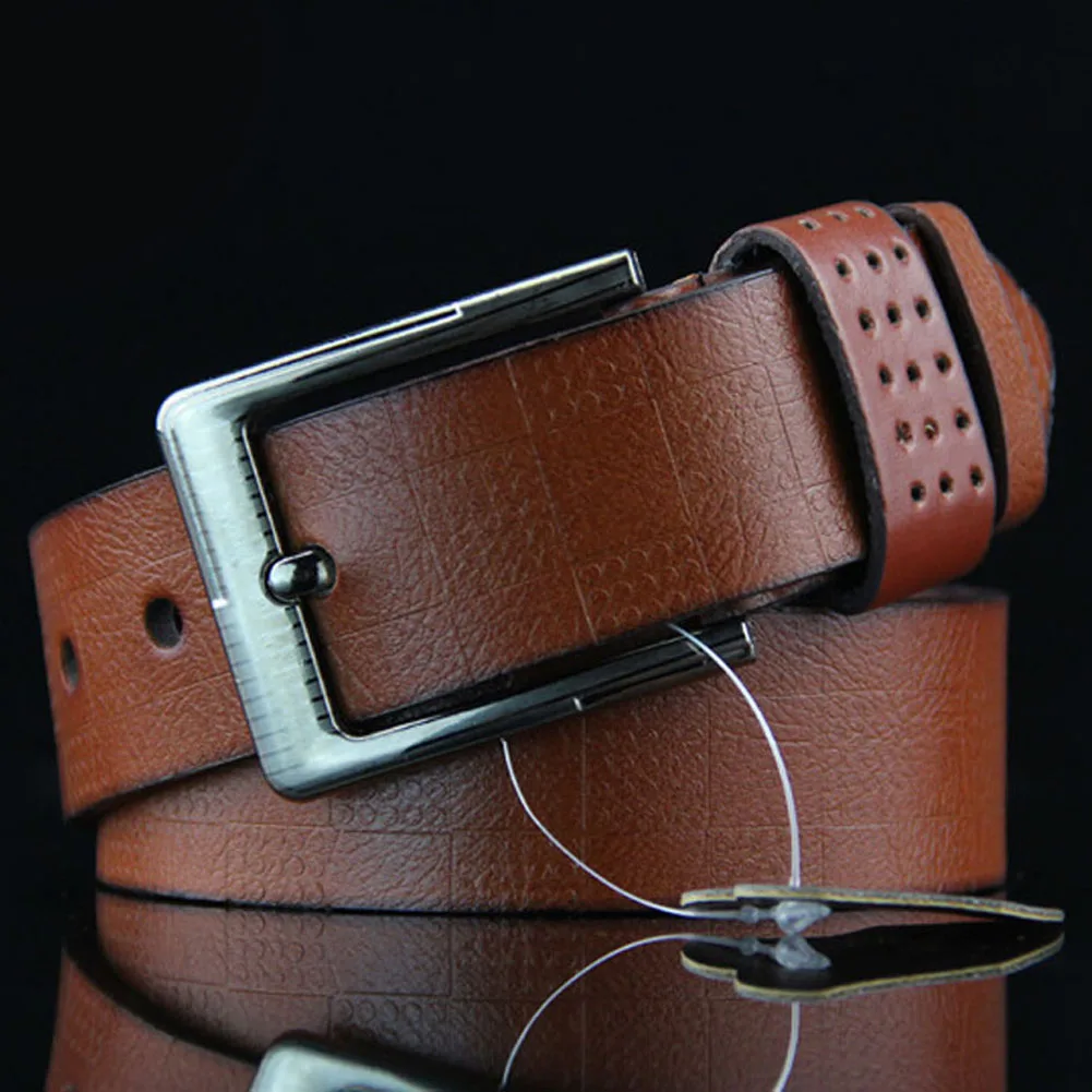 

Men's Pu Leather Belt Designer Fashion Trends Pin Buckle Lattice Belt For Men Jeans Belt Waist Starp Cinto Coffee Black Color