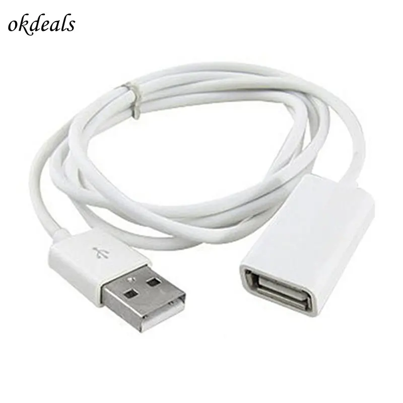 1 м 3 фута USB 2,0 Белый ПВХ металлический кабель для передачи данных к удлинителю шнур данных Мужской к женскому адаптеру синхронизации