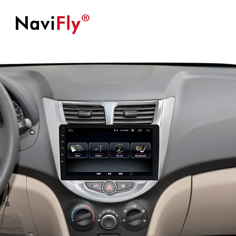 Flash Deal NaviFly 9" 1024*600 Android 8.1 Car GPS Navigation For Hyundai Solaris Verna Accent Car radio audio multimedia player BT WIFI 5