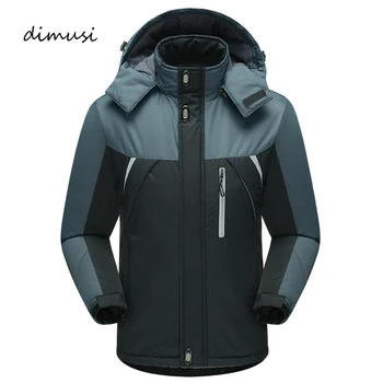 

Dimusi Winter Jacket Men Thick Thermal Parkas Male Warm Hooded Windproof Waterproof Hood Men Thick Fleece Coats Parkas 5XL,YA711