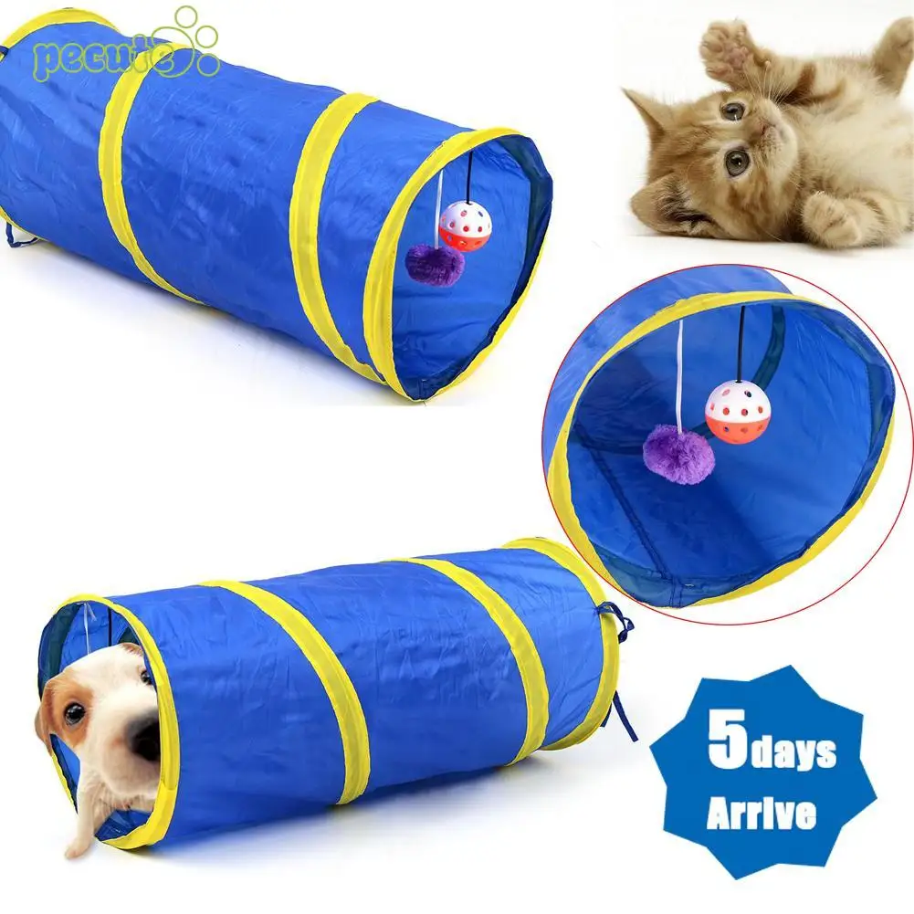 

New Foldable Pet Tunnel Cat Kitten Rabbits Crinkle With Ring Bell Toy 55cm*