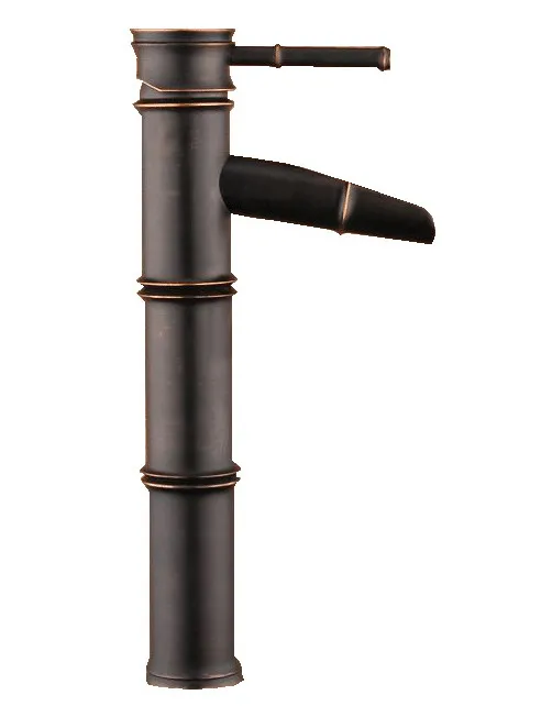 

Oil Rubbed Bronze Bamboo Style Single Handle Bathroom Vessel Sink Basin Faucet Mixer Taps anf022