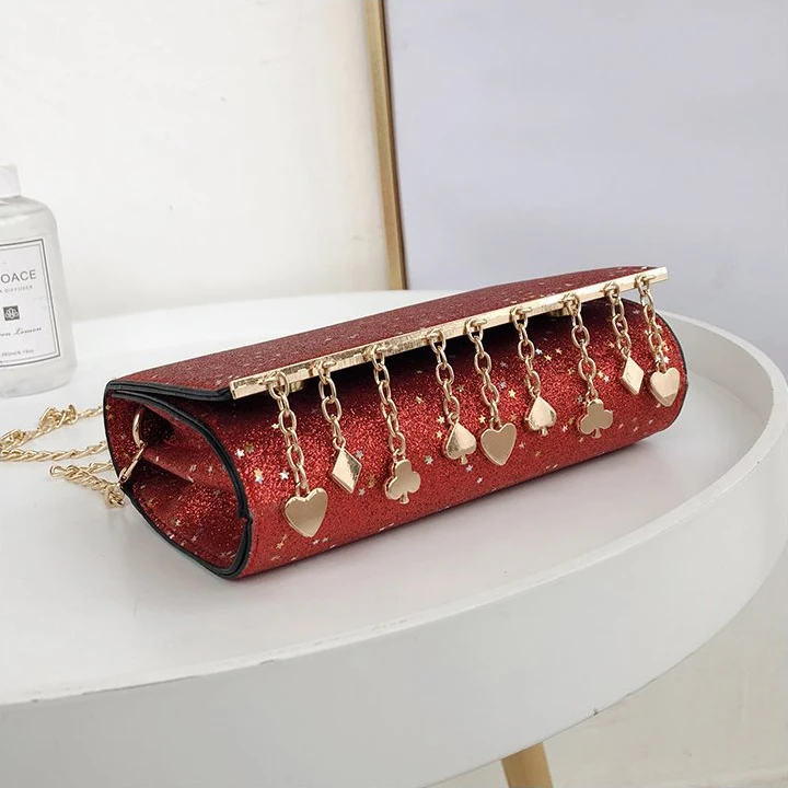 FGGS мини сумка Bling женская с кисточкой блёстки вечерняя сумочка Сумочка цепь через