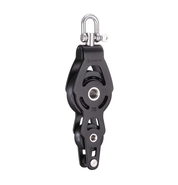 Marine Boat Yacht Sailboat Dinghy 75mm 2 15/16 Inch Aluminum Single Swivel Shackle Fiddle Becket Block Master ALC-7520F marine boat yacht sailboat dinghy 75mm 2 15 16 inch aluminum single swivel shackle becket block master alc 7502