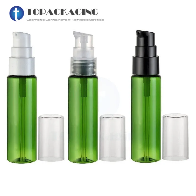 Refillable-30ML Paruh Pompa Botol Plastik Hijau Shampo Sub Pembotolan Kecil Sampel Kosong Lotion Wadah Kosmetik, 30 Buah