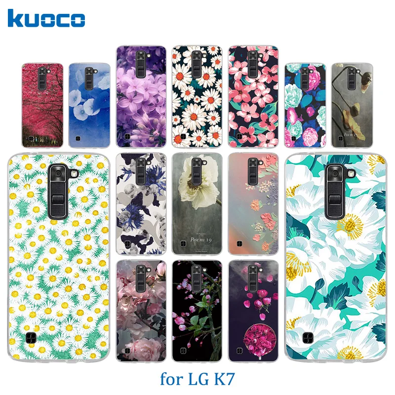 Задняя крышка с рисунком цветов для LG K7/Tribute 5 LS675/X210 X210DS чехол телефона Мягкий