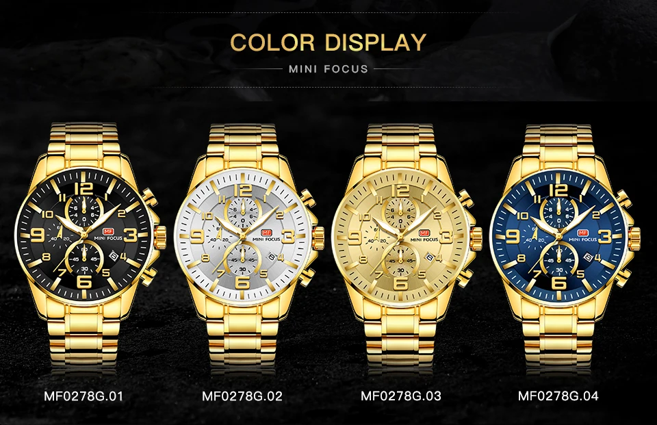 Мини фокус люксовый бренд мужские спортивные часы золотые полностью Стальные кварцевые часы для мужчин Дата водонепроницаемые военные часы мужские relogio masculino