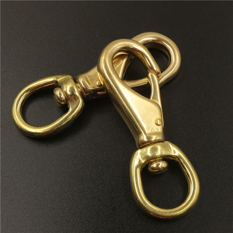 Solid Brass Swivel Eye Snap Hook Multi-use Boat Hook Fob Clip Horse Gear Marine Pet Rope Clips 6/8"