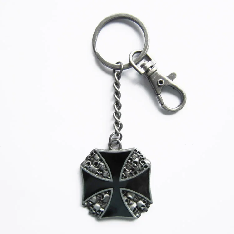 

Vintage Enamel Skulls Cross Metal Charm Pendant Key Ring Key Chain KEYRING-OC023