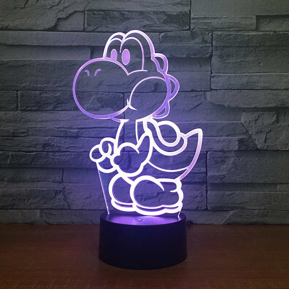 Yoshi 3D светодио дный USB лампа Мультфильм игра Рисунок Супер Марио акрил Новинка Рождественский подарок освещения RGB сенсорный контроллер удаленного игрушки