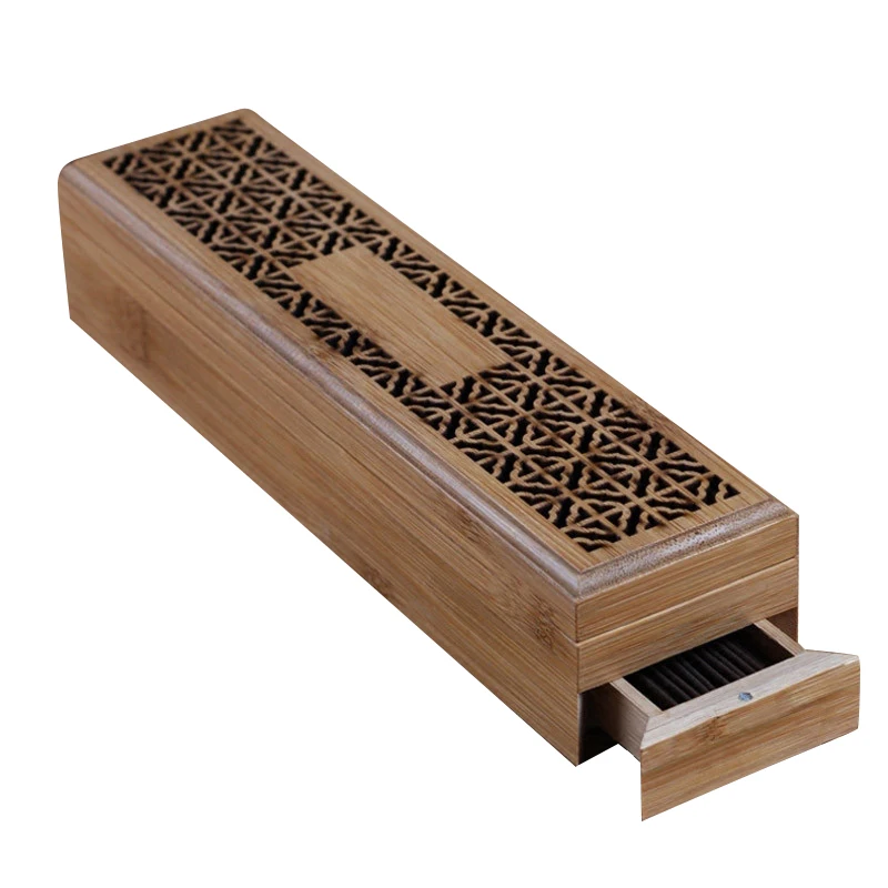 Ладан горелка подставка для ароматических палочек с ящиком Joss-Stick коробка полый ароматерапия дзен лежащий курильщик домашний офис Чайный домик - Цвет: Wood Color