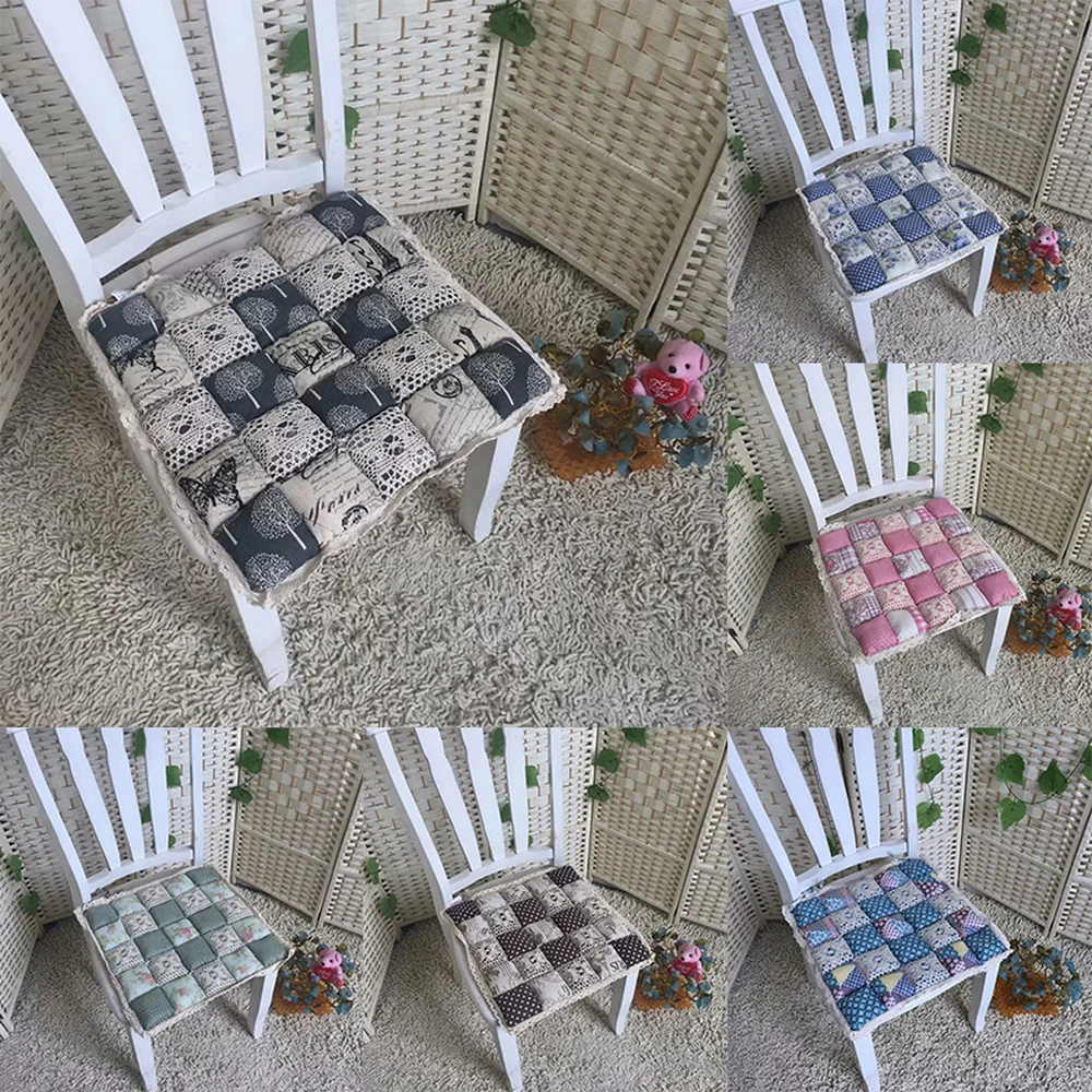 

4PCS Vintage Floral Tie on Seat Pads Chair Cushion Non-Slip Chair Seat Cushion for Dining Room Kitchen Garden 40*40*4cm