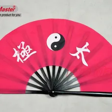 Бамбуковый боевой веер кунг-фу, тренировочный веер для представлений, веер ушу, узор Тай-Чи(розовый