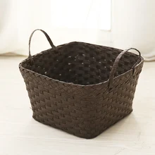 Практичный ручной вязки бумажная веревка корзина тканый ротанговый ящик для хранения Органайзер для фруктов